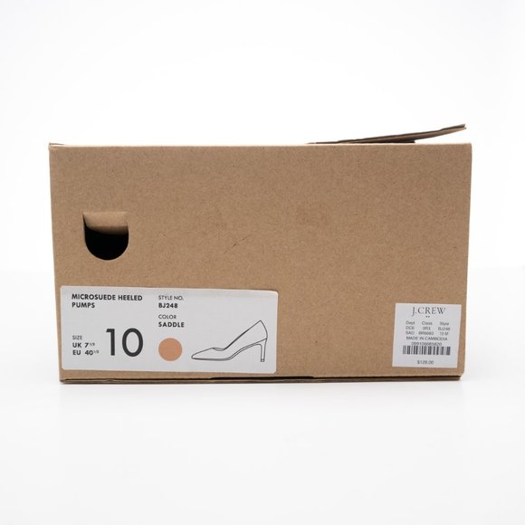 NEW J. CREW Microsuede Heeled Pumps in Saddle tan BJ248 $128 size 10 - Picture 12 of 14